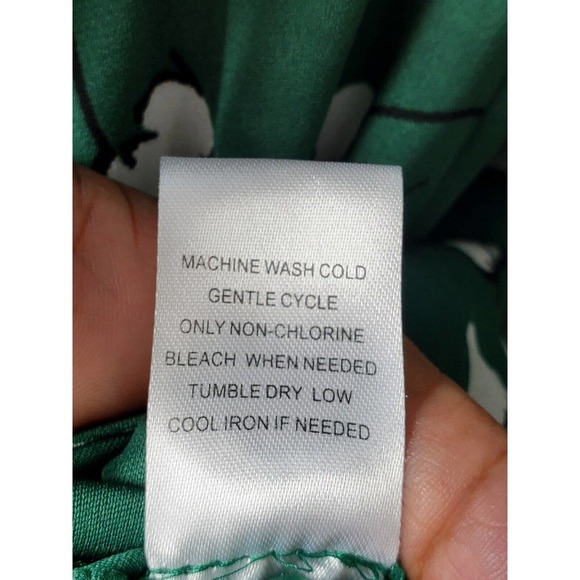 Les Serien Green Floral Polyester Scoop Neck Long Sleeve Knee Length Dress S - Picture 11 of 12